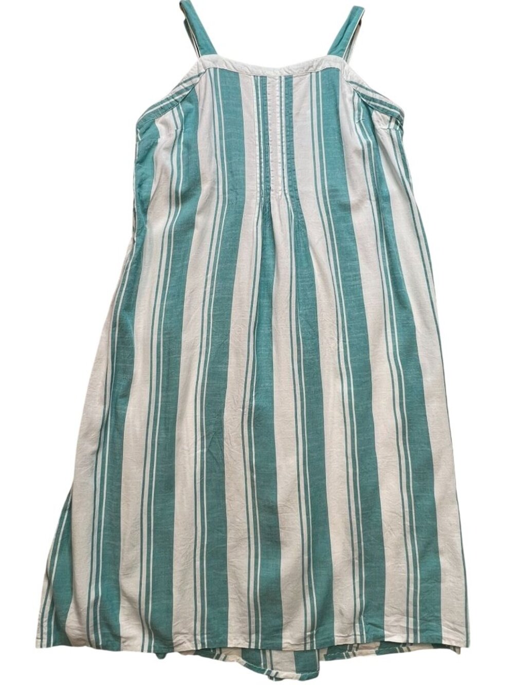 Sonoma Womens Pintuck Smocked Tank Midi Dress Sleeveless Sz 1X Teal White Stripe